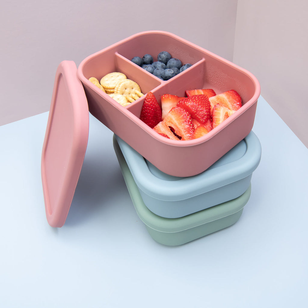 Pink 3 compartment bento box 